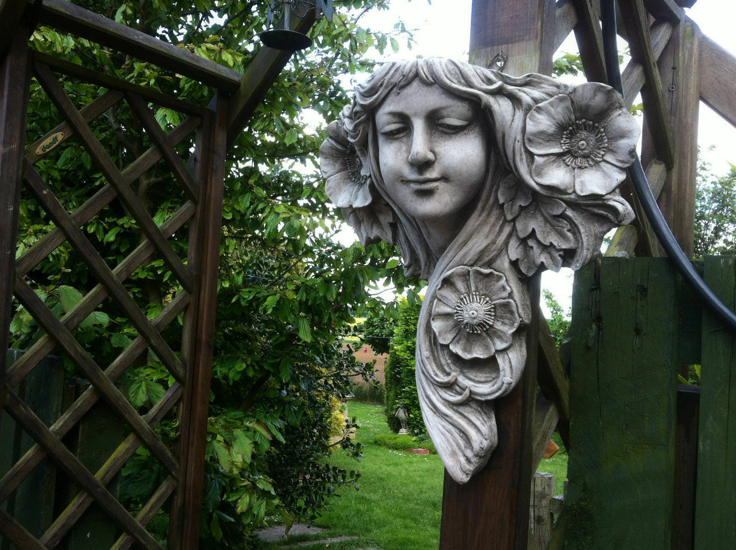 Stone Floral Lady Art Noveau Wall Plaque