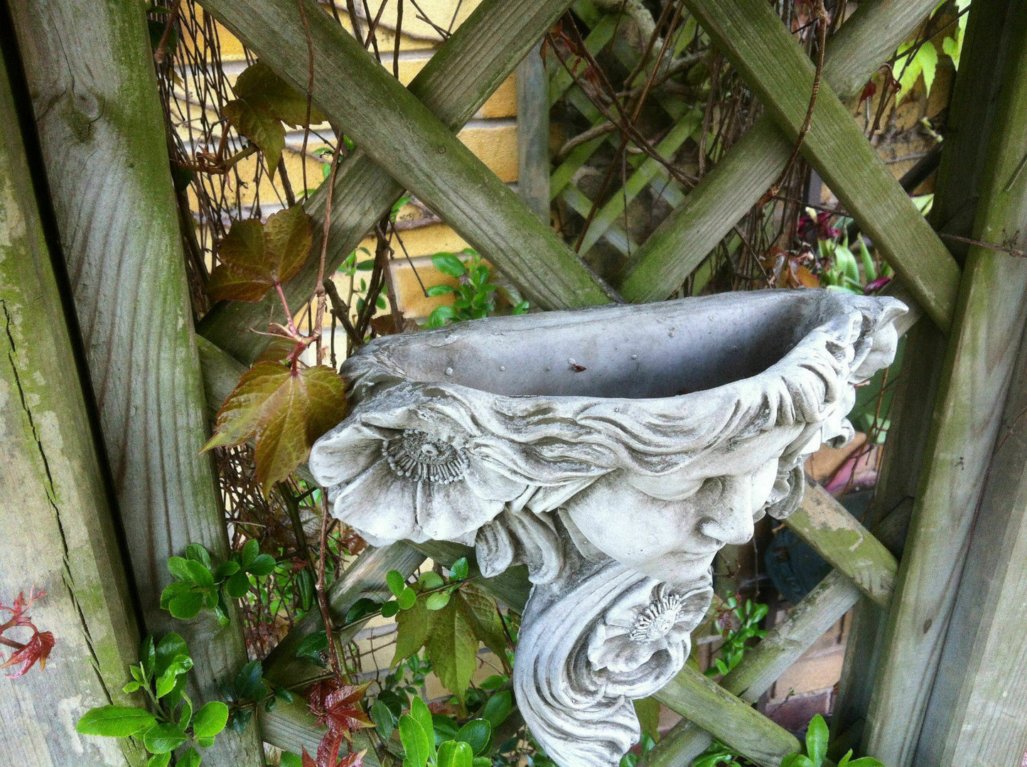 Stone Floral Lady Art Noveau Wall Plaque
