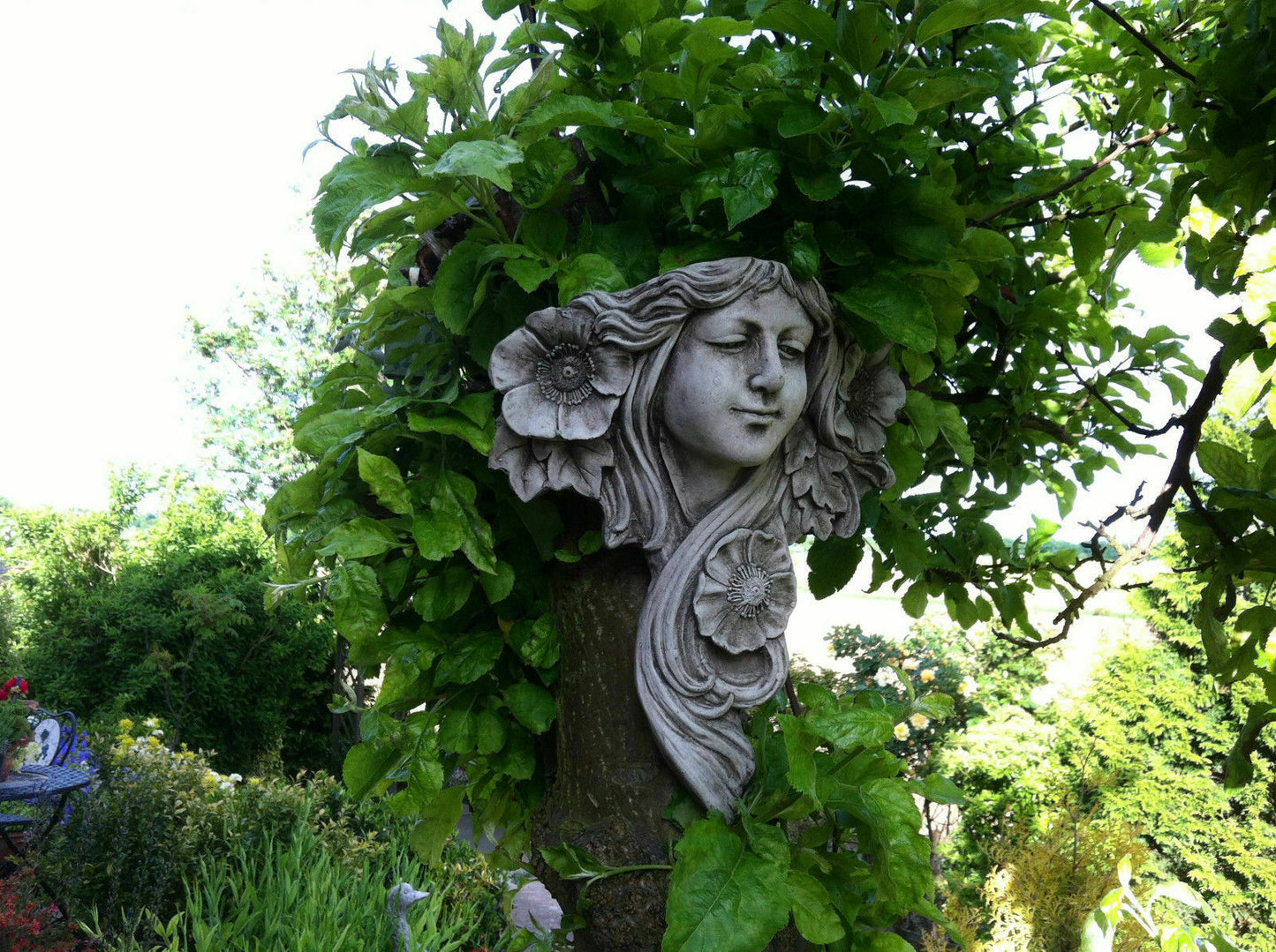 Stone Floral Lady Art Noveau Wall Plaque
