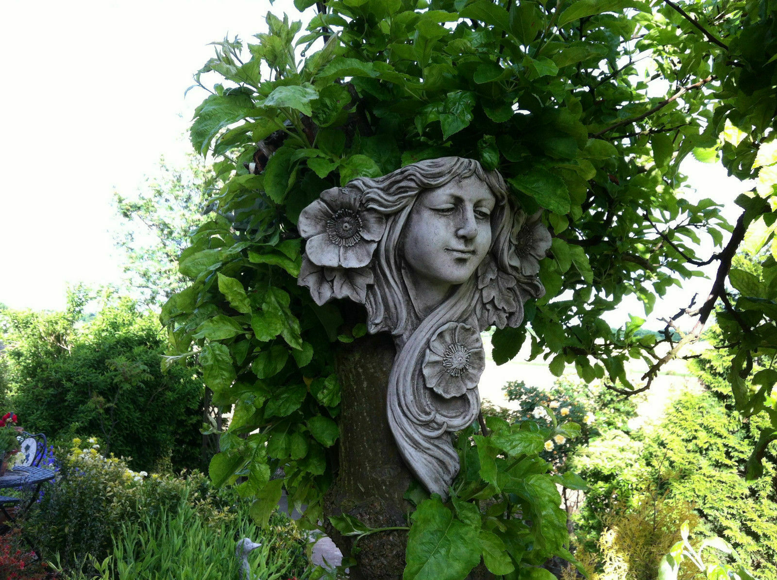Stone Floral Lady Art Noveau Wall Plaque