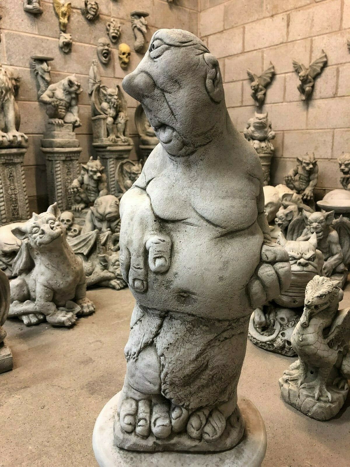Pair of Stone Bare Knuckle Boxer Plinth Statues