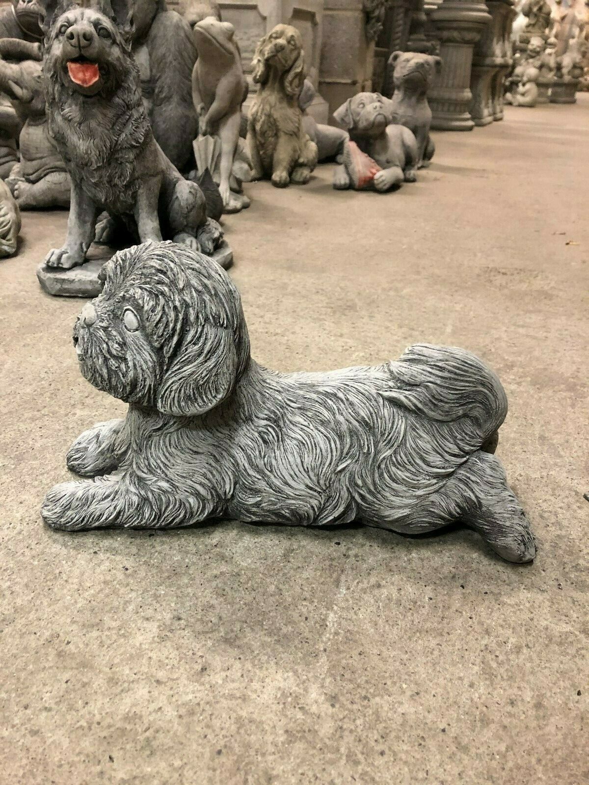 Stone Laying Down Shih Tzu Dog Ornament
