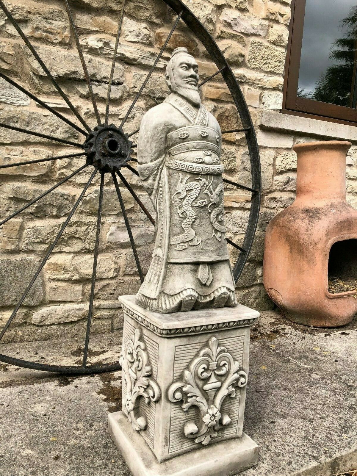 Stone Zhan Shi Warrior Plinth Statue