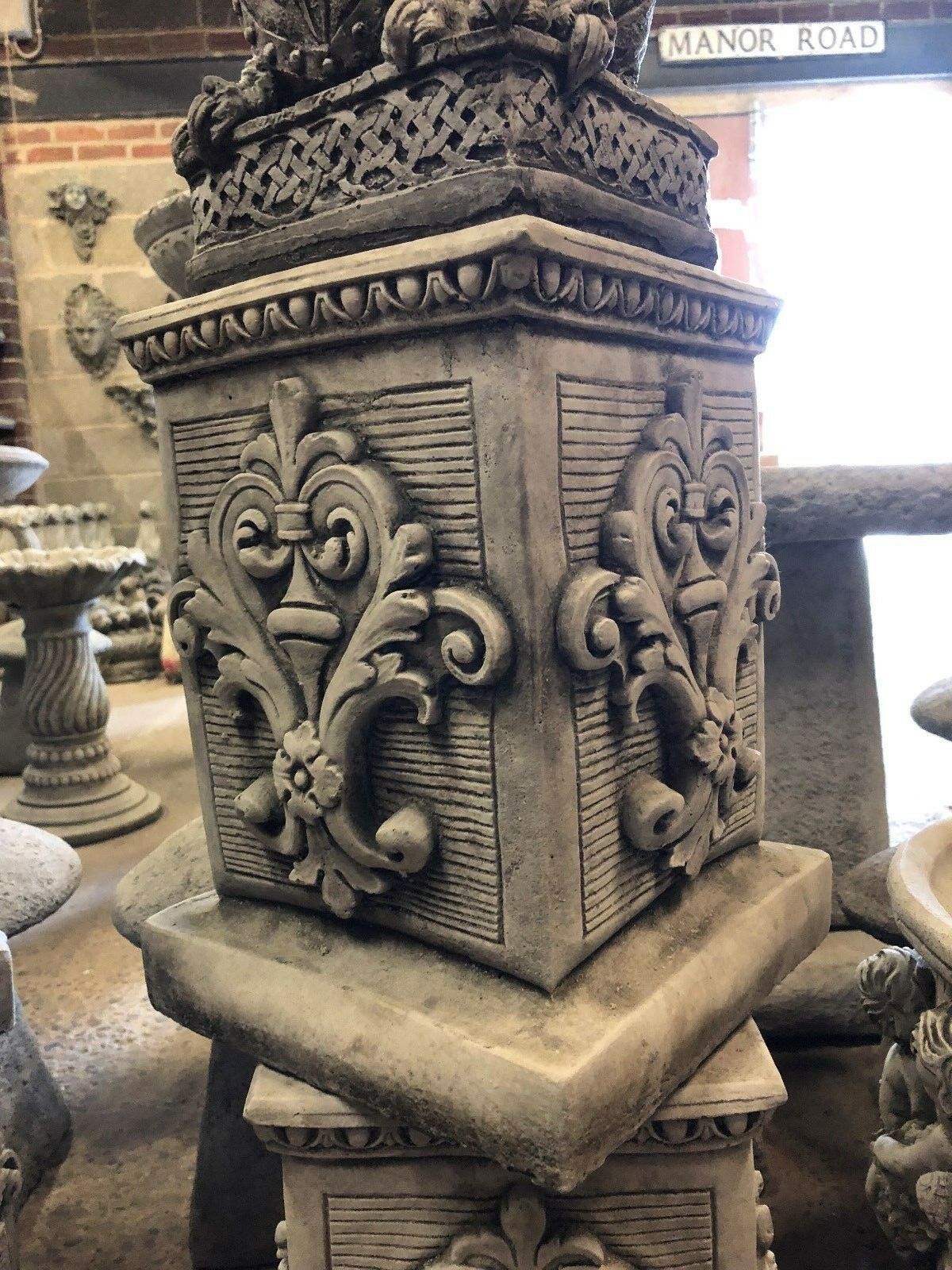 Stone Square Garden Plinth - Durable Outdoor Design