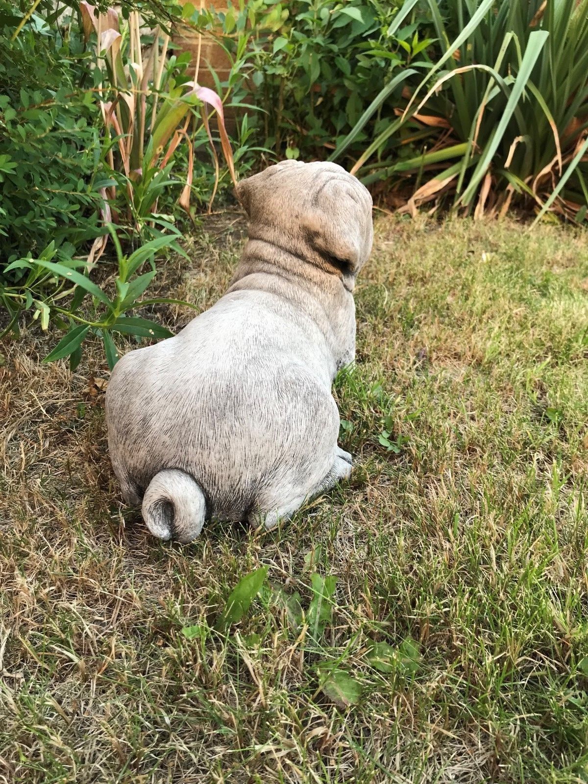 Stunning Stone Pug Dog Sculpture Garden Ornament