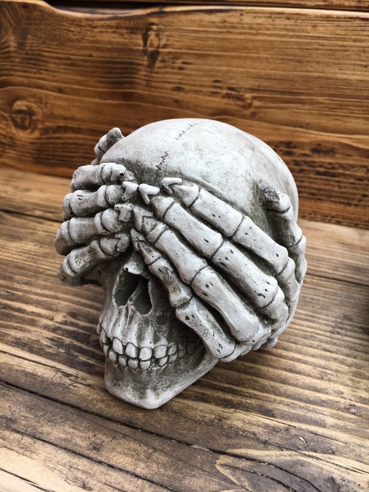Set of 3 Stone Hear, See & Speak No Evil Skull Ornaments