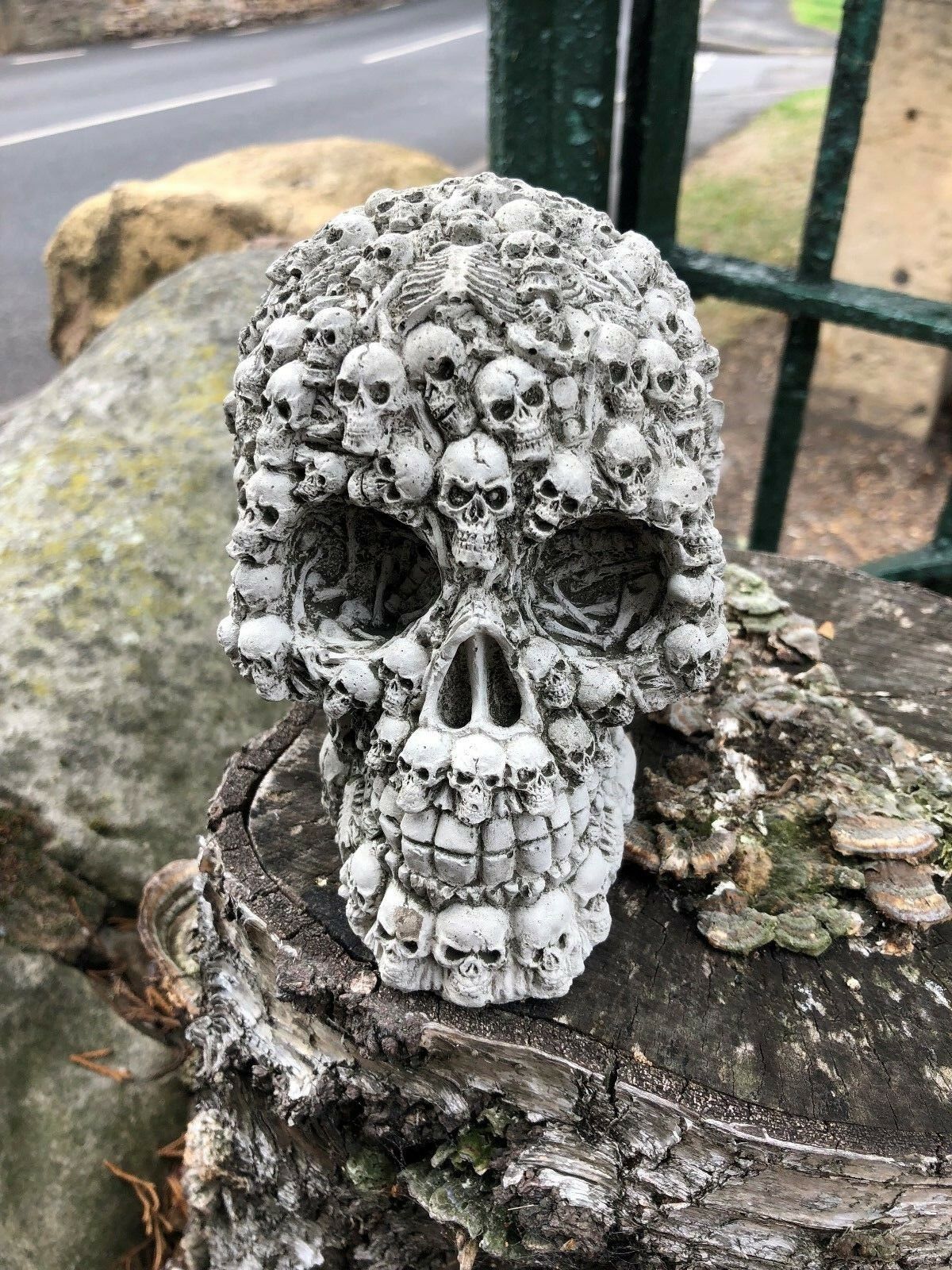 Stunning Stone Skulls on Skull Garden Ornament