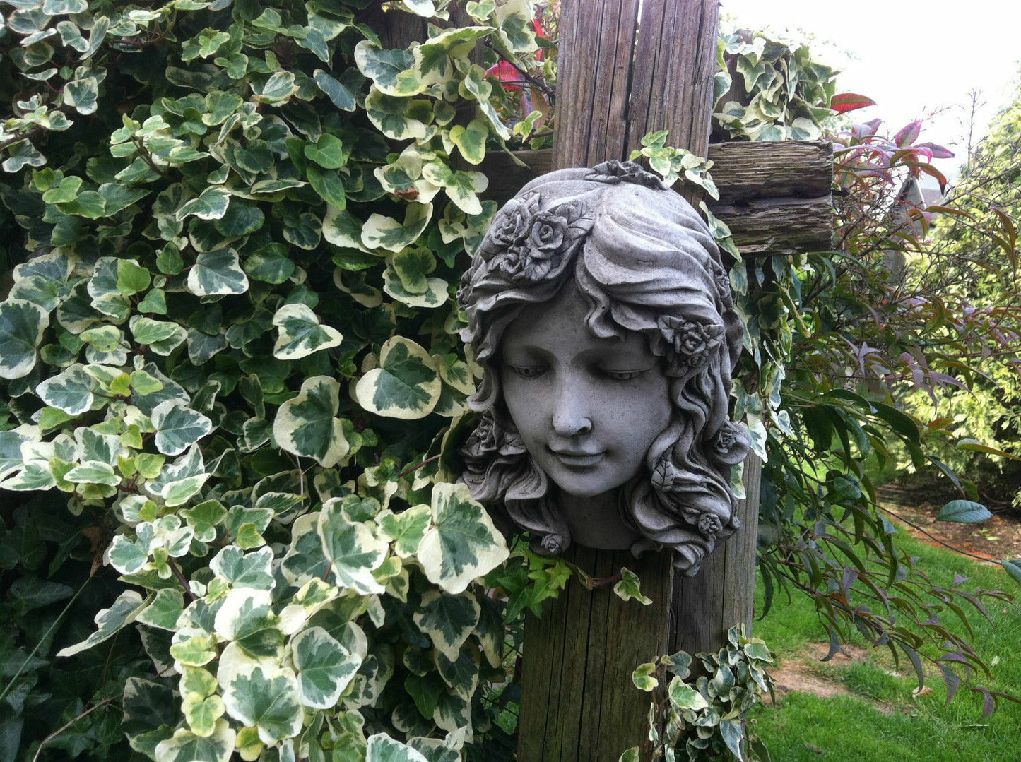 Stone Floral Girl Wall/Tree Plaque
