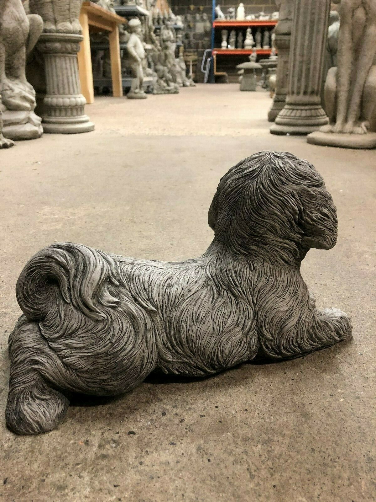 Stone Laying Down Shih Tzu Dog Ornament