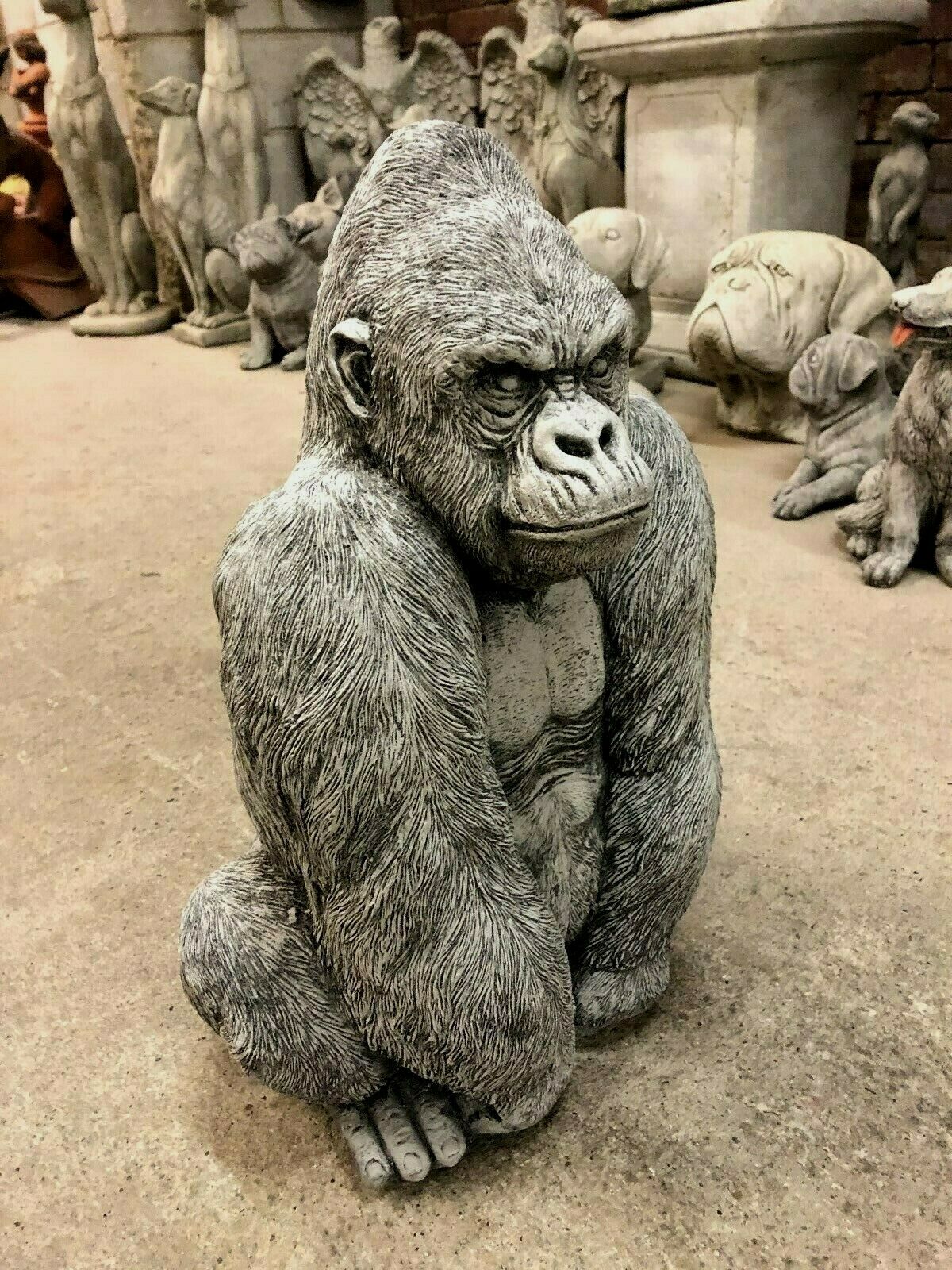 Stone Silverback Gorilla Ornament