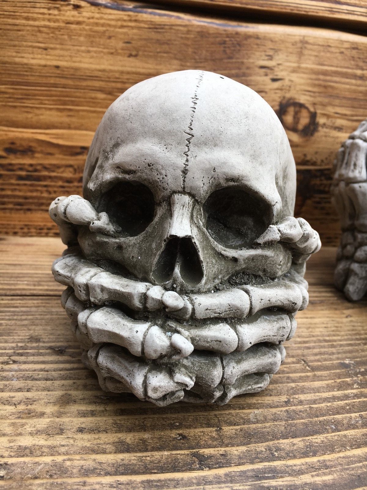 Set of 3 Stone Hear, See & Speak No Evil Skull Ornaments