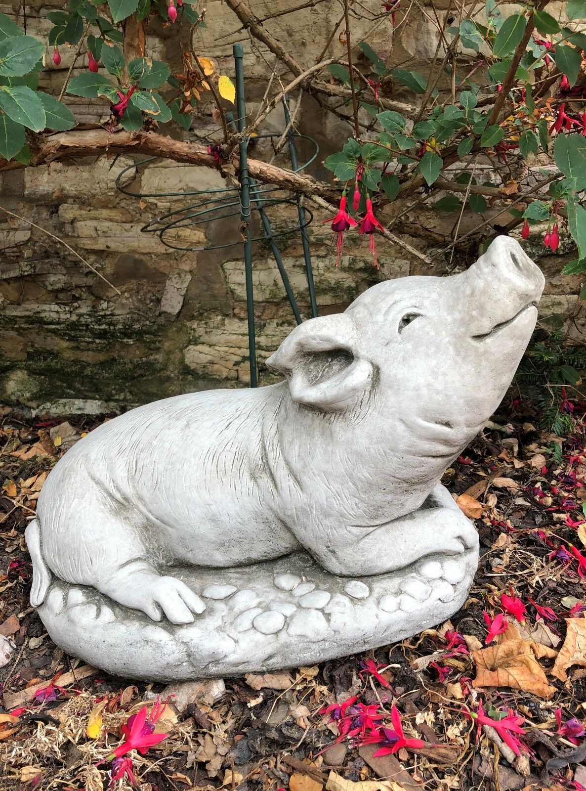 Stunning Stone Lazy Pig Sculpture Garden Ornament