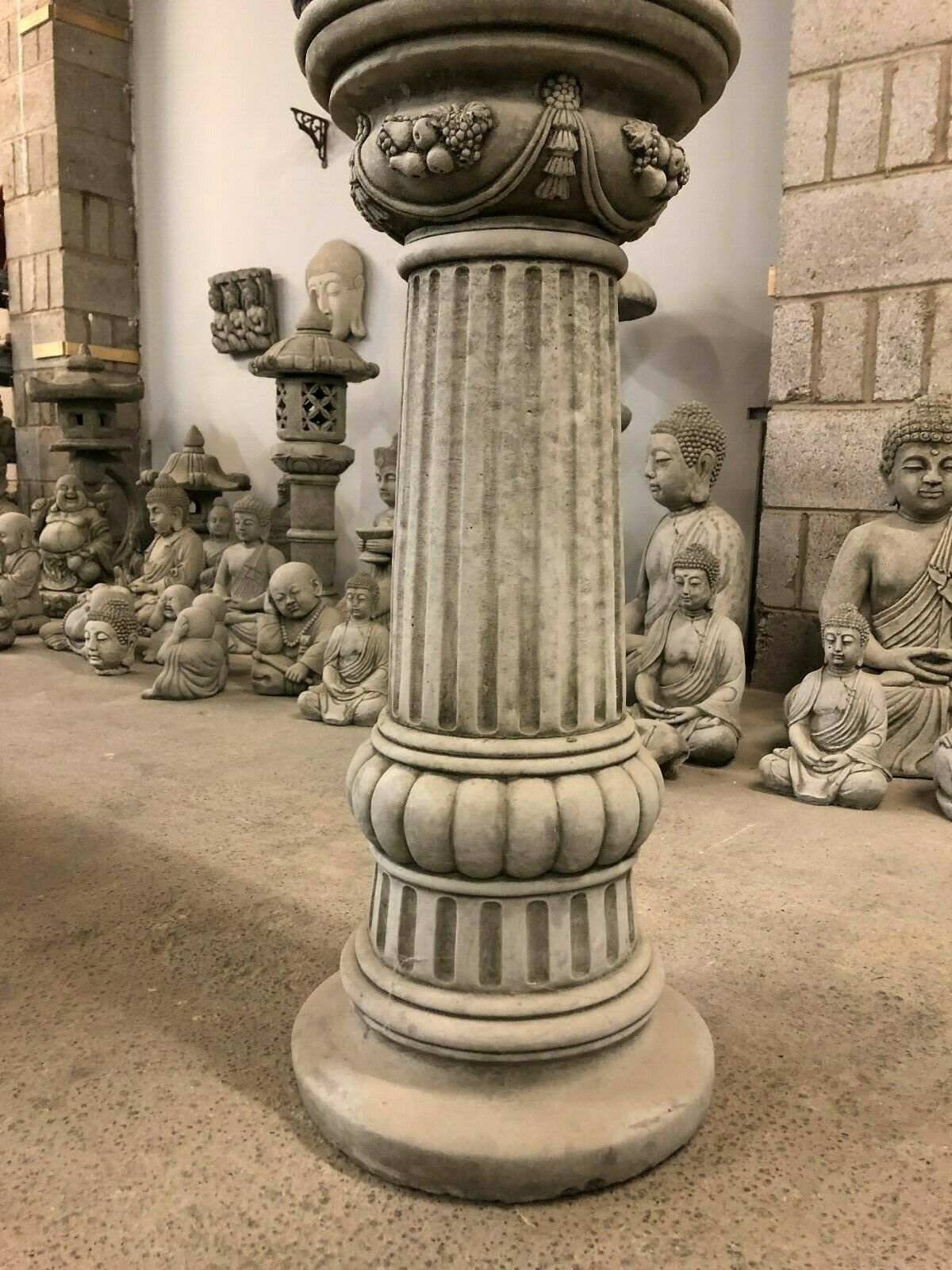 Stone Gautama Buddha Head Plinth Statue