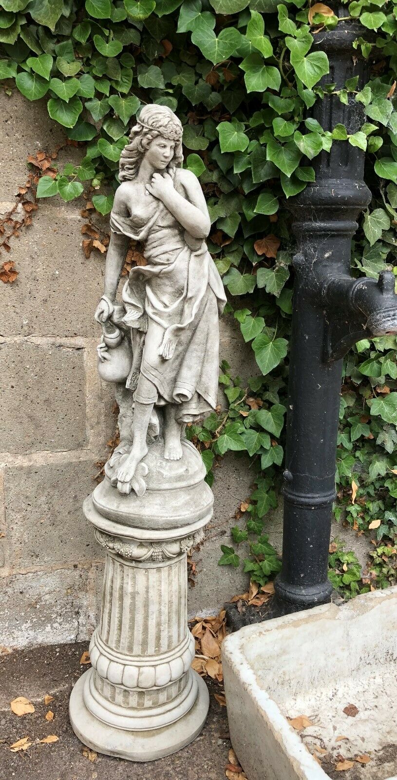 Stone Jug Lady Plinth Statue