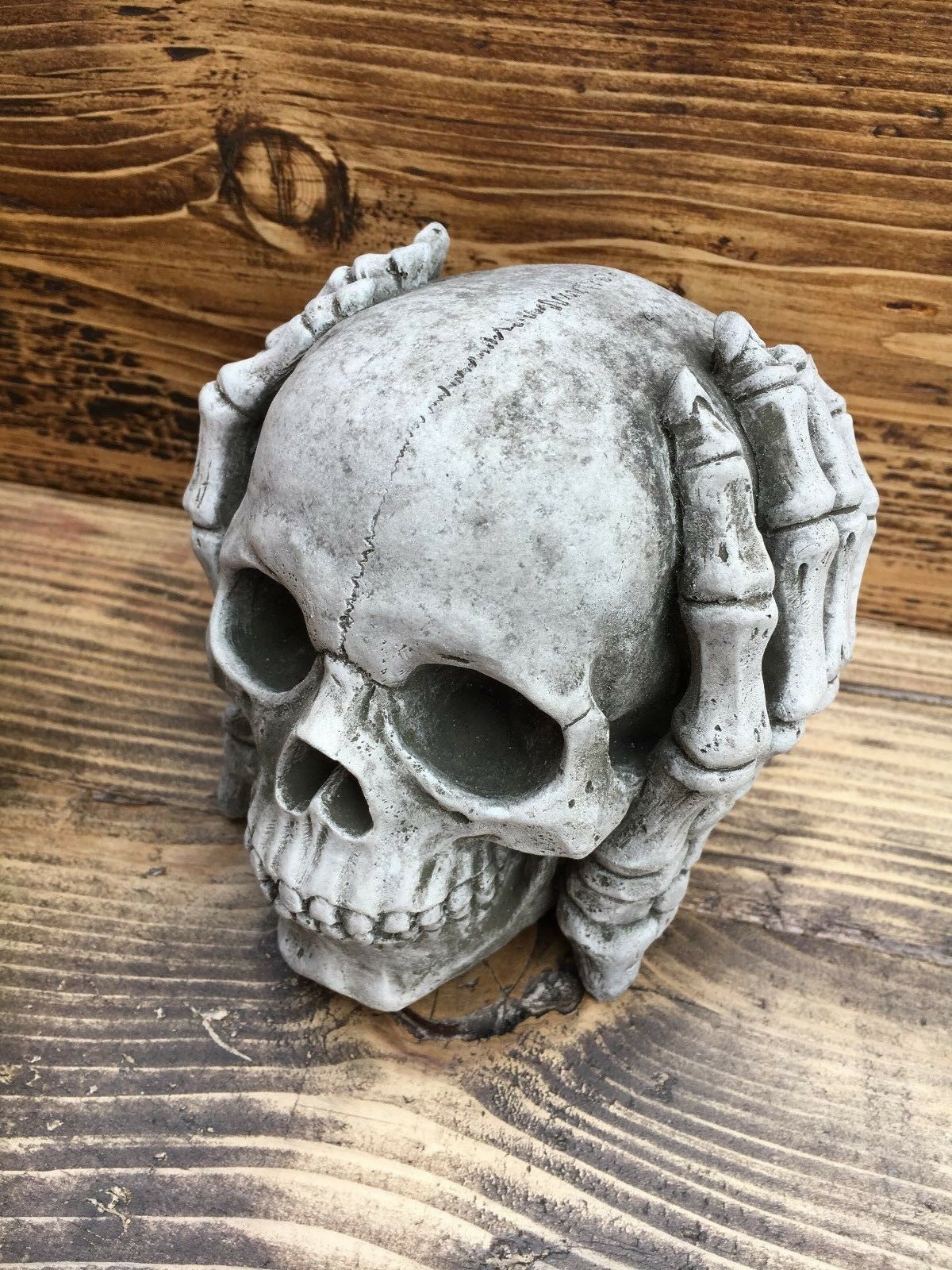 Set of 3 Stone Hear, See & Speak No Evil Skull Ornaments