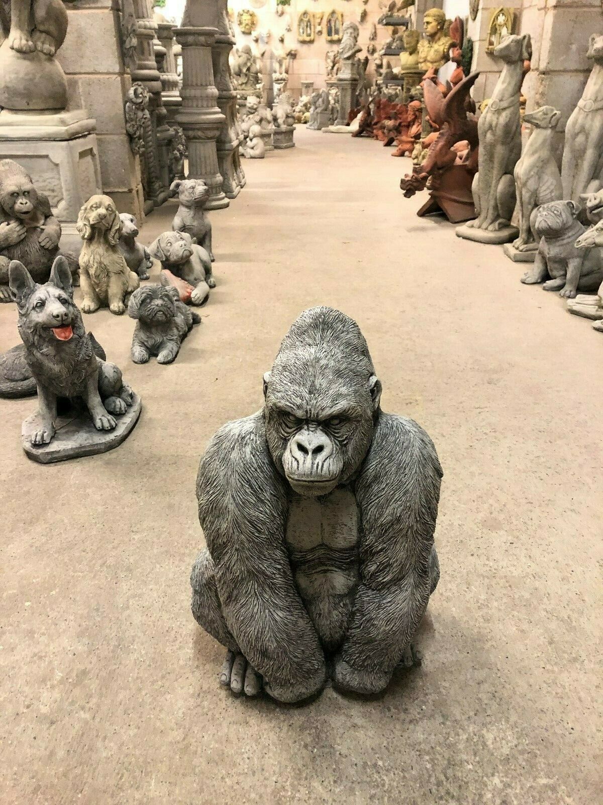 Stone Silverback Gorilla Ornament