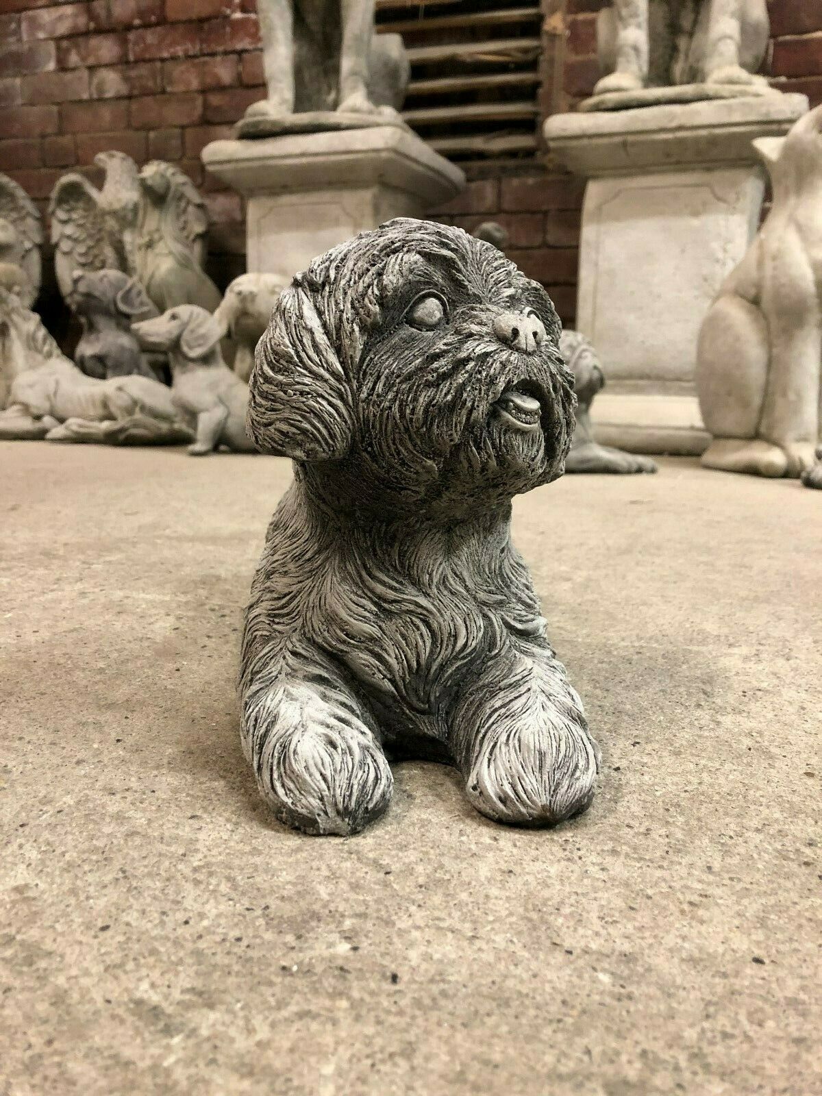 Stone Laying Down Shih Tzu Dog Ornament