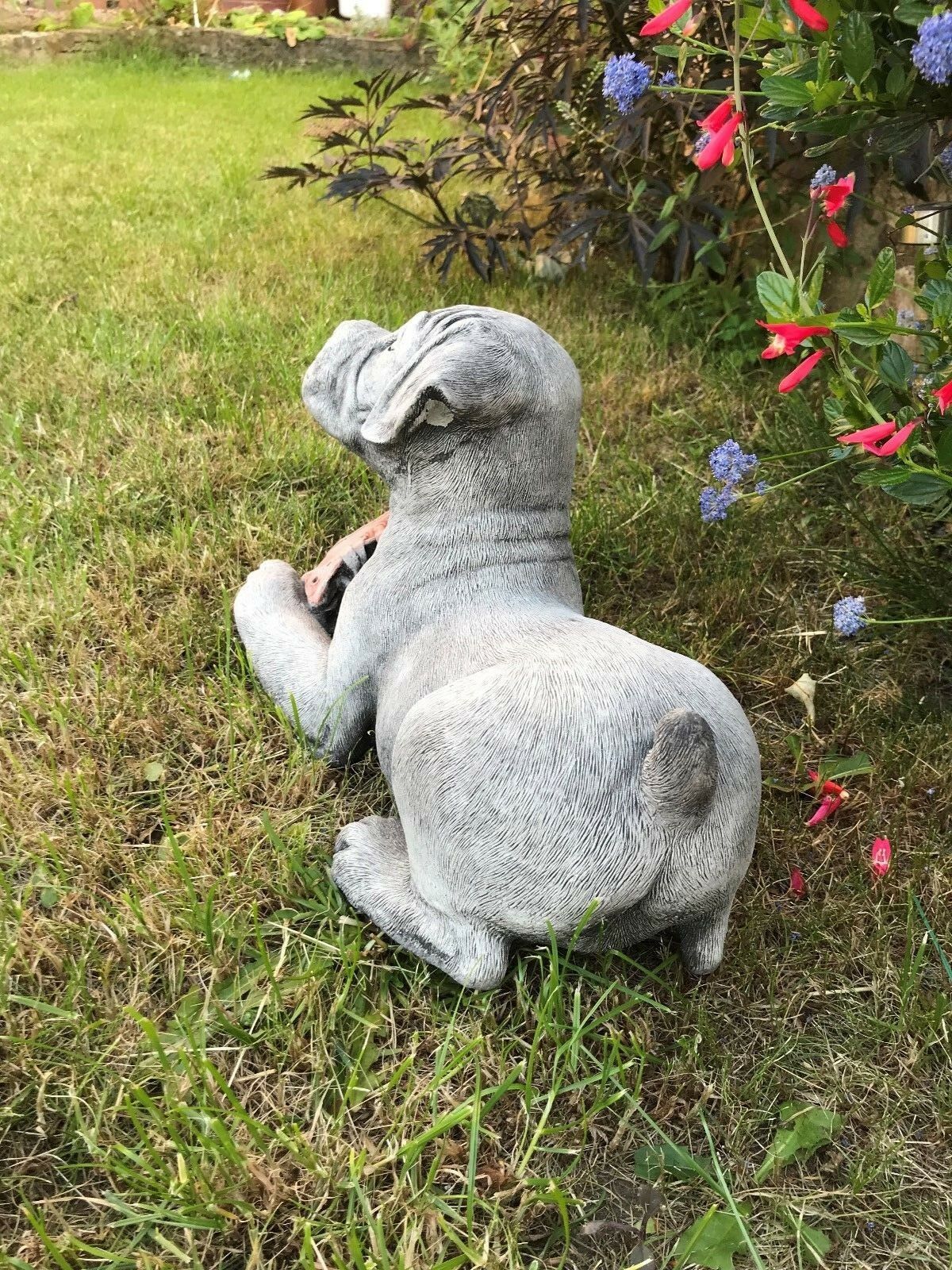 Stone Boxer Puppy Garden Sculpture Ornament