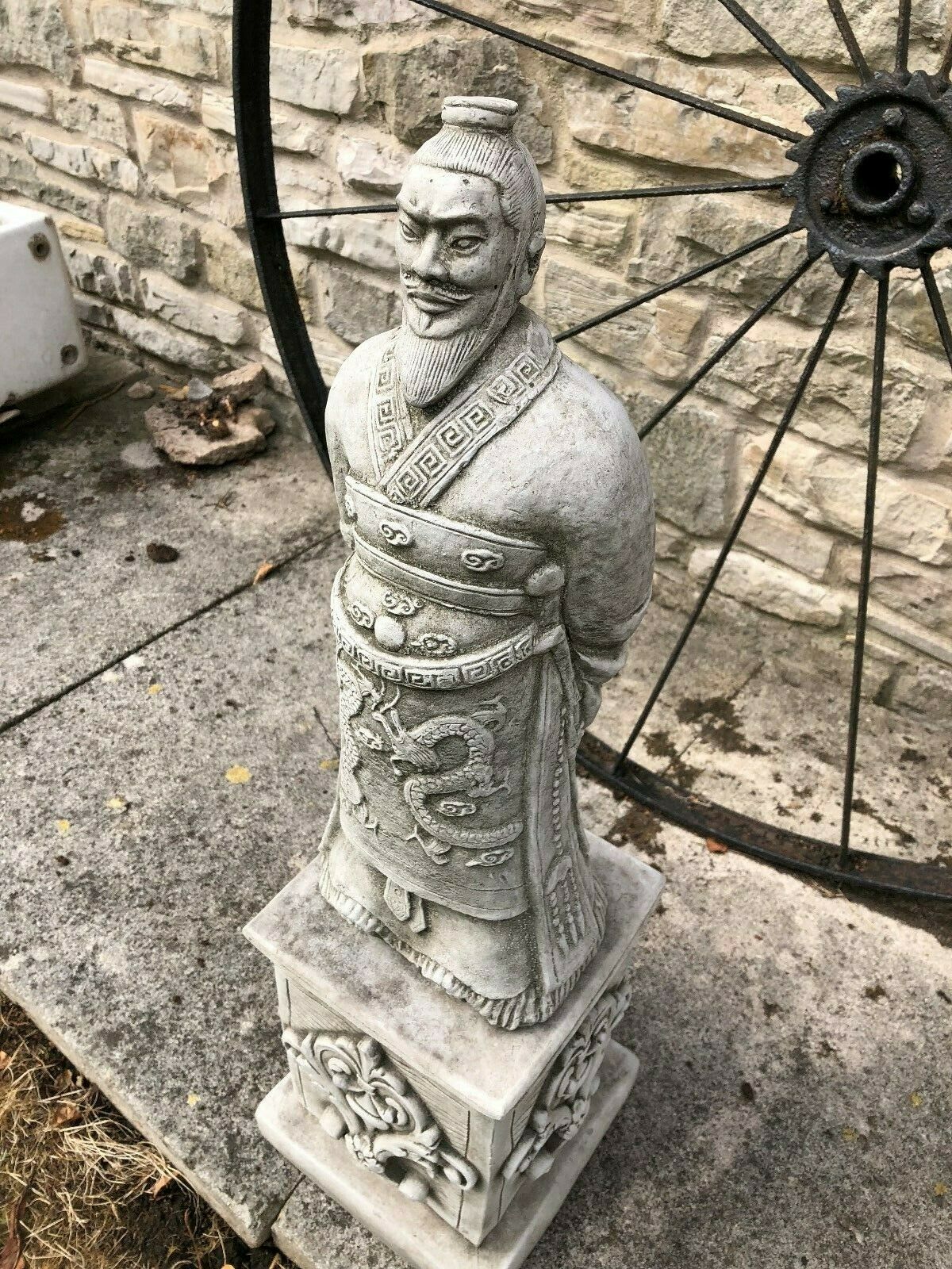 Stone Zhan Shi Warrior Plinth Statue