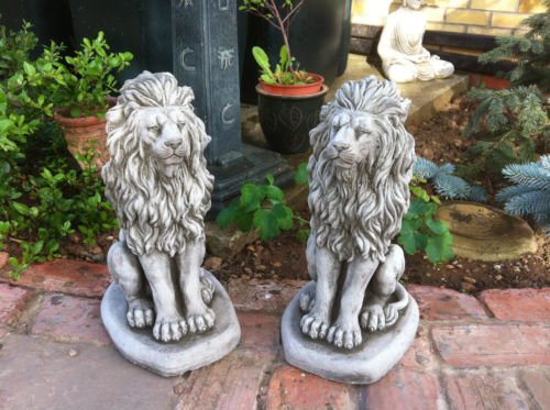 Pair of Stone Lion Ornaments
