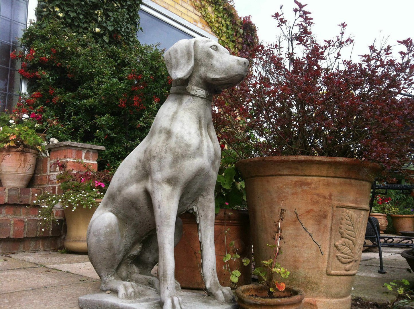 Pair of Stone Pointer Dog Statues