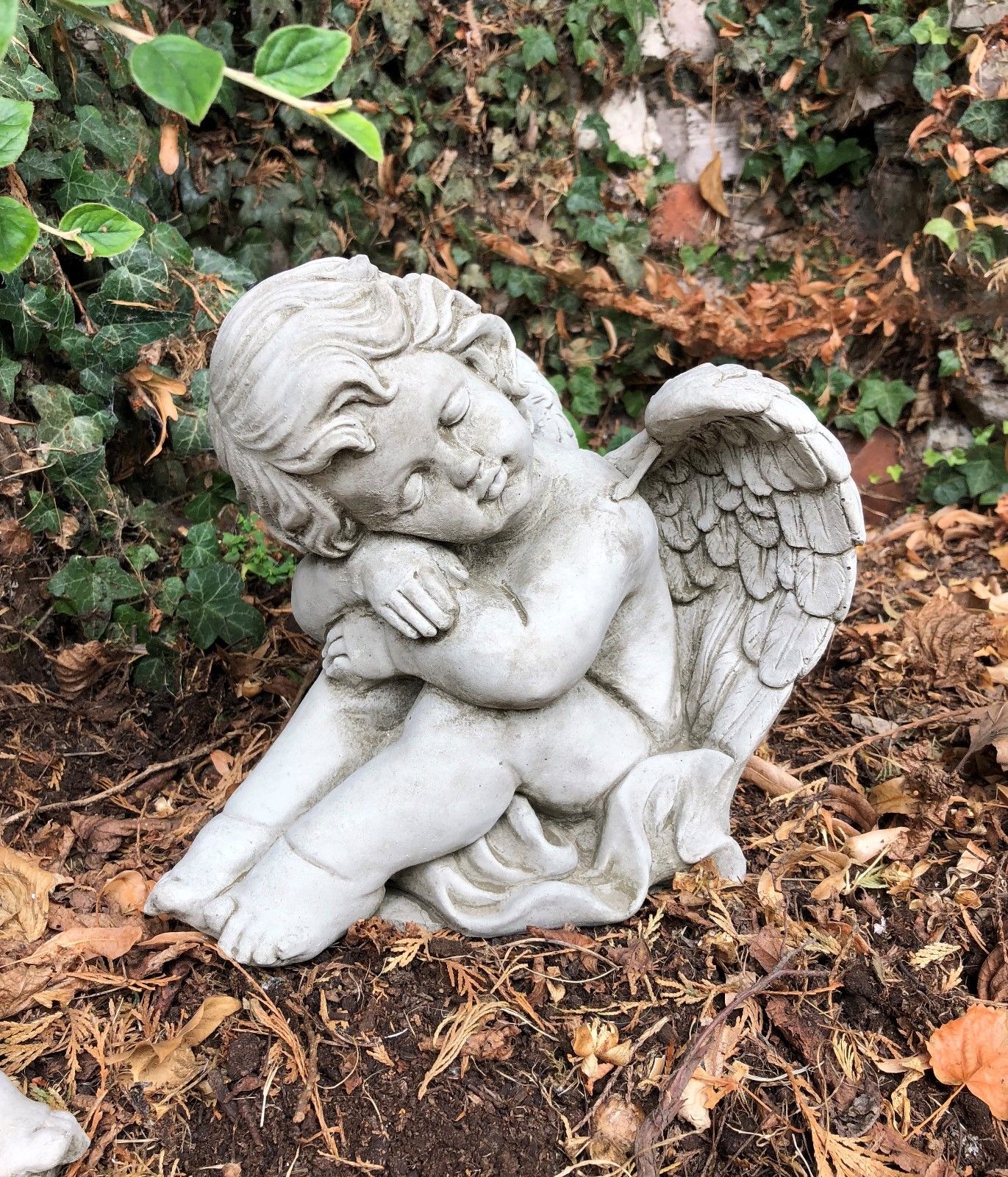 Pair of Stone Baby Angel Ornaments