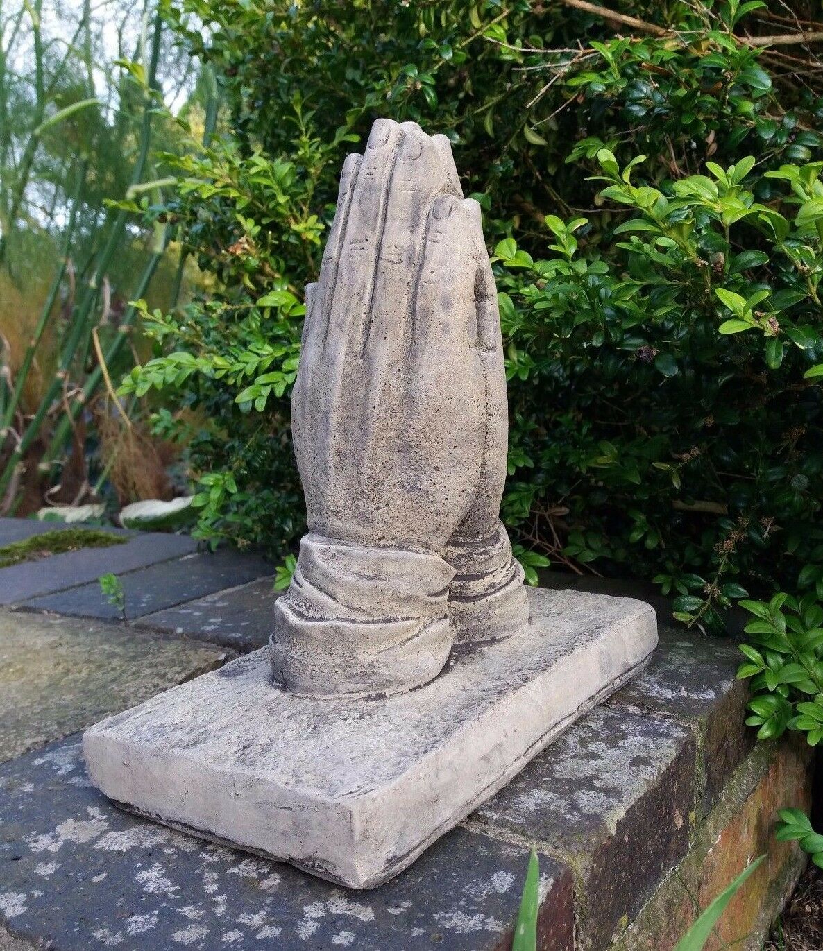Stone Praying Hands Garden Ornament