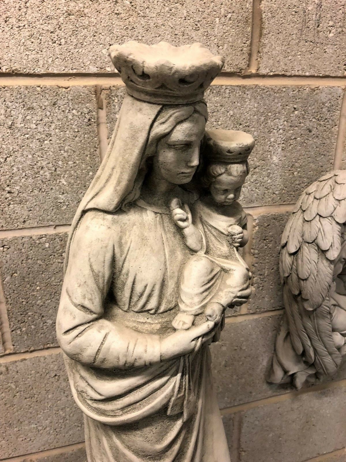 Stone Baby Jesus & Mary Statue