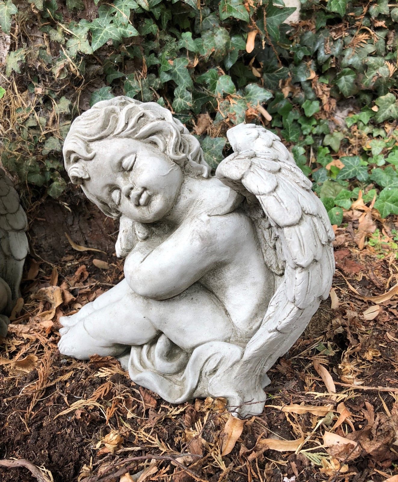 Pair of Stone Baby Angel Ornaments
