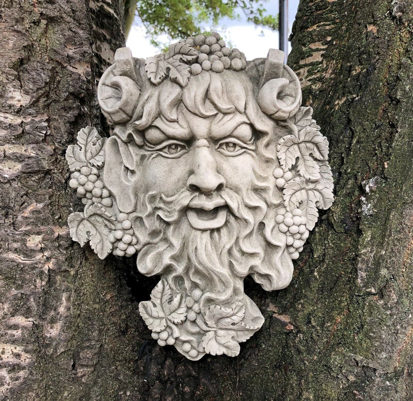 Stone Bacchus Face Wall Plaque