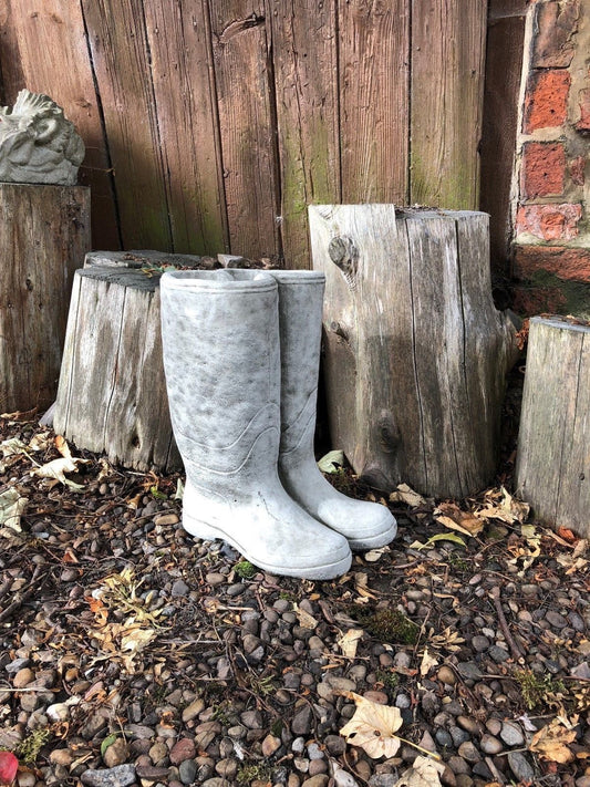 Stone Wellington Garden Planter Boots