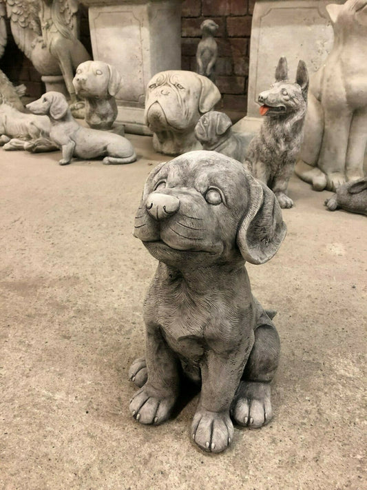 Stone Puppy Garden Ornament - Enhances Outdoor Space
