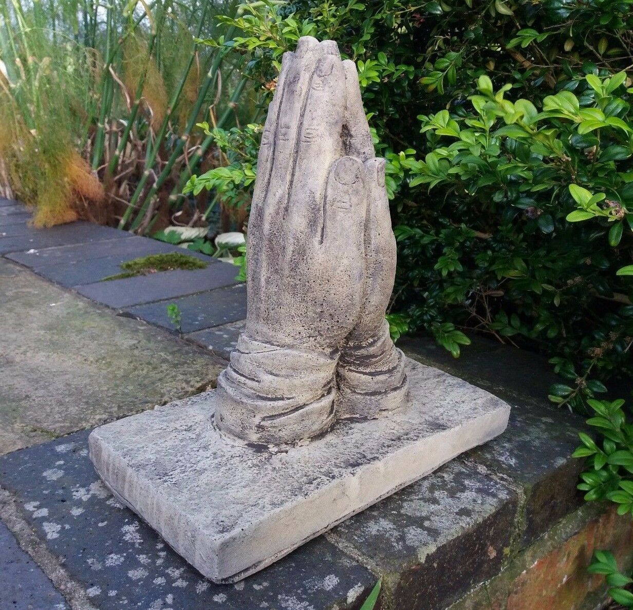 Stone Praying Hands Garden Ornament