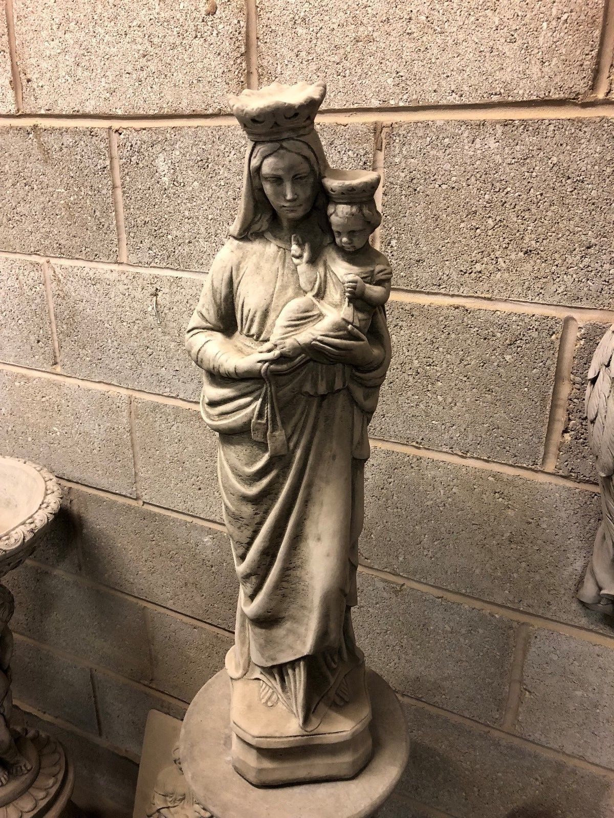 Stone Baby Jesus & Mary Statue
