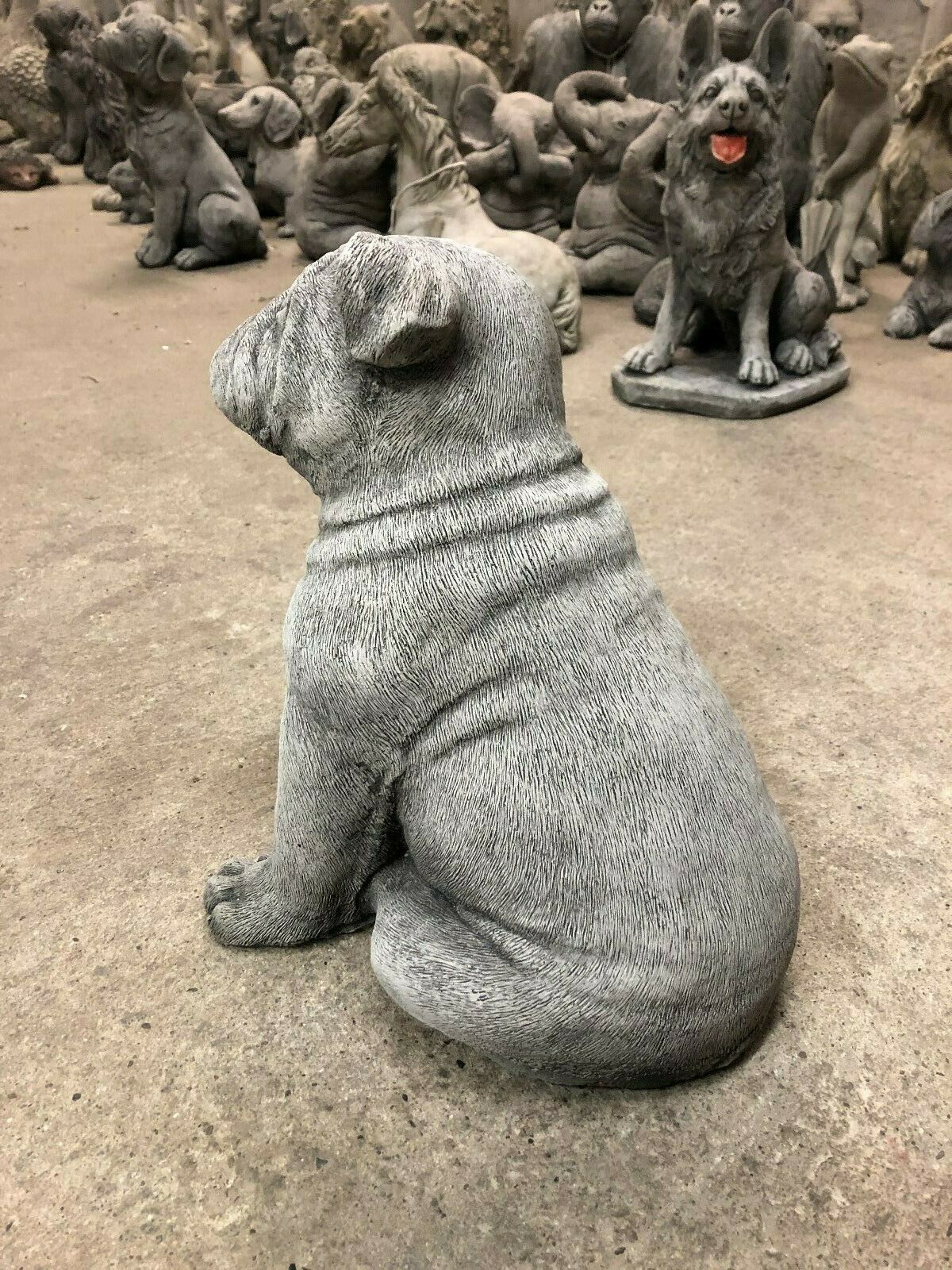 Stone Sitting British Bulldog Ornament