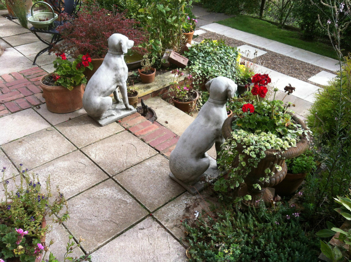 Pair of Stone Pointer Dog Statues