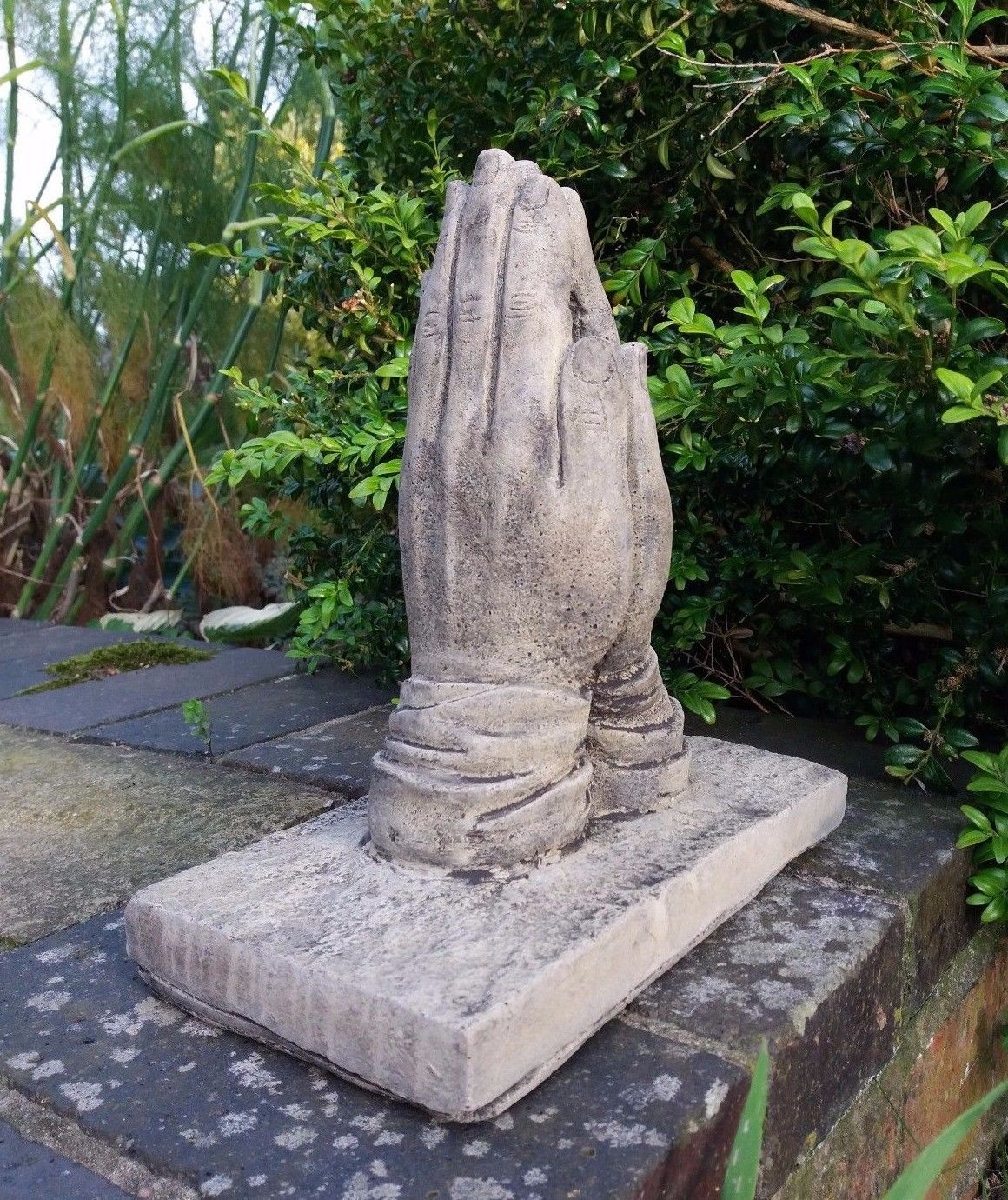 Stone Praying Hands Garden Ornament
