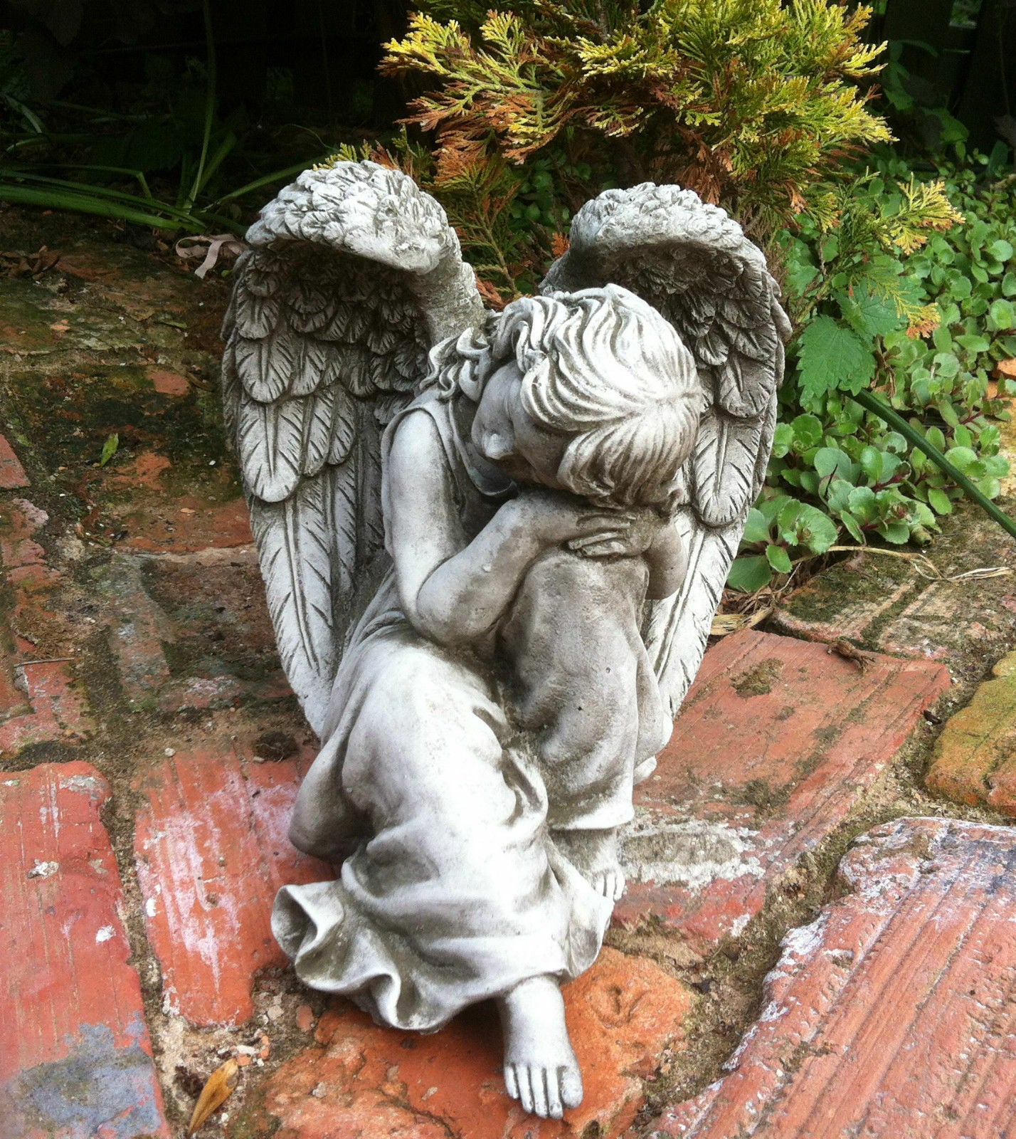 Small Stone Winged Angel Ornament