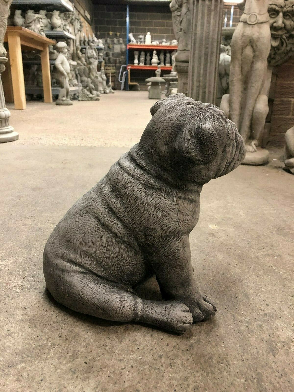 Stone Sitting British Bulldog Ornament