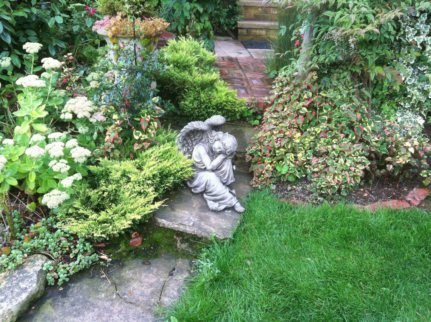 Small Stone Winged Angel Ornament
