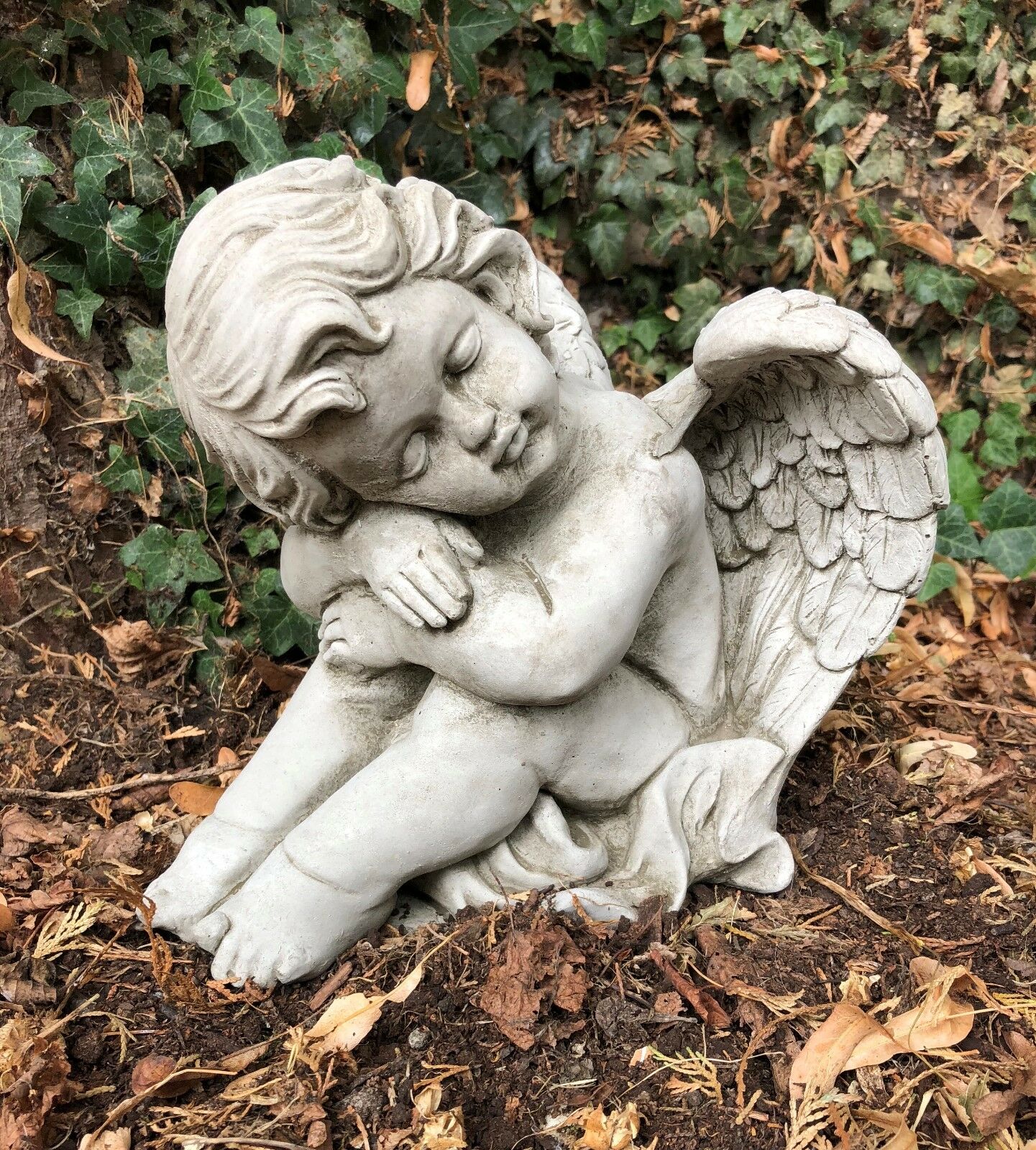 Pair of Stone Baby Angel Ornaments