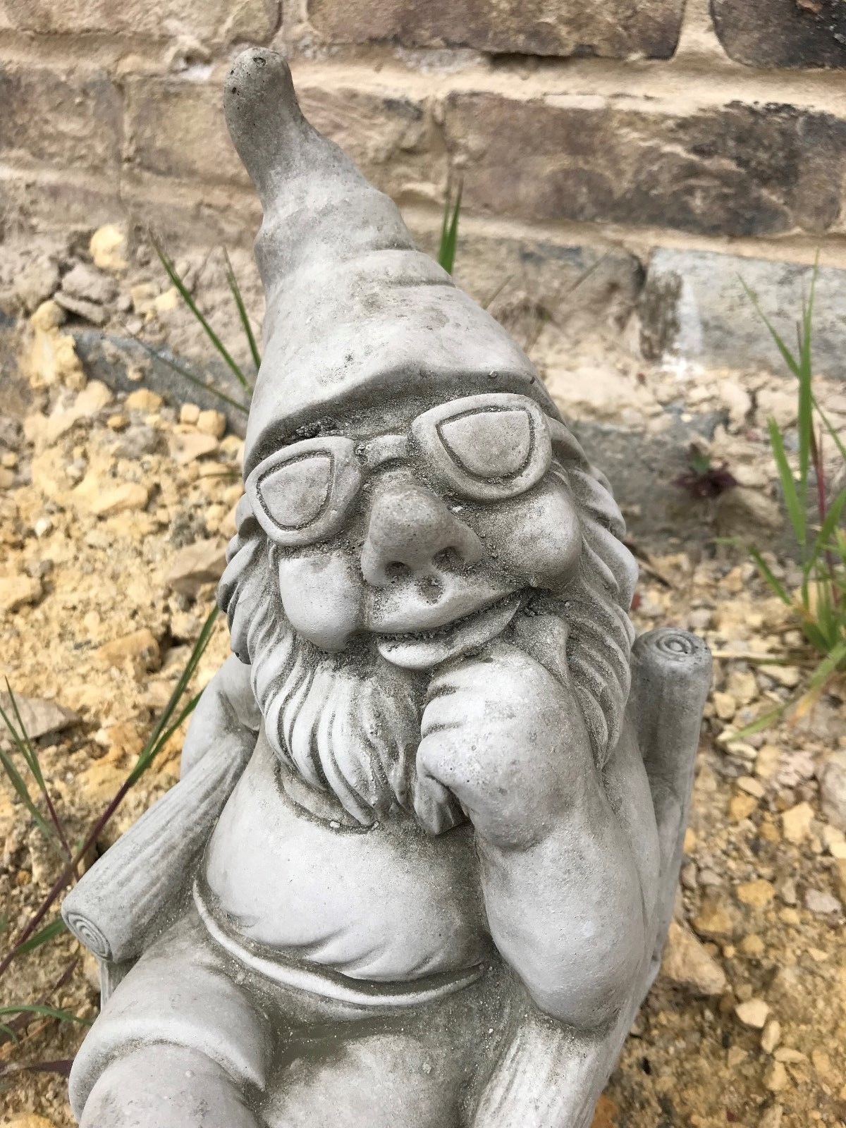 Stone Sunbathing Gnome Ornament