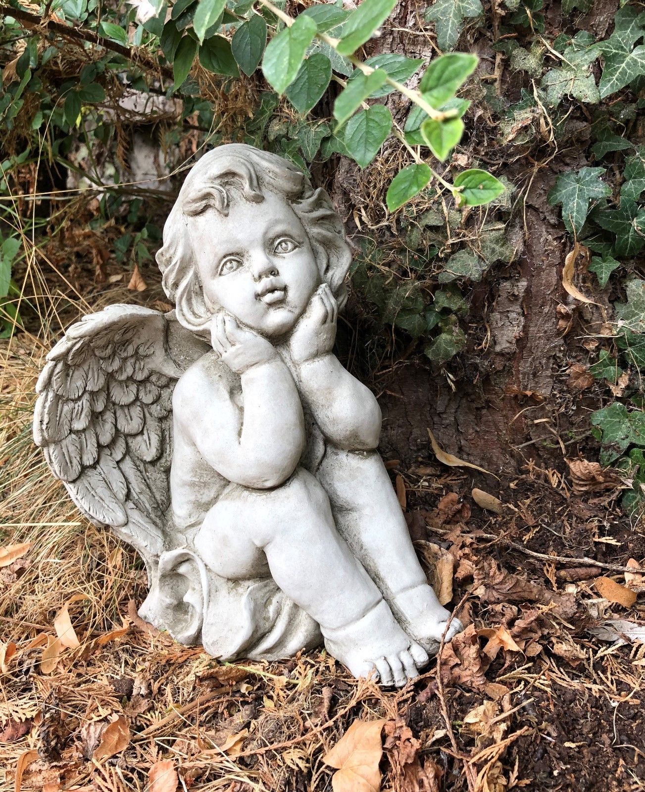 Pair of Stone Baby Angel Ornaments