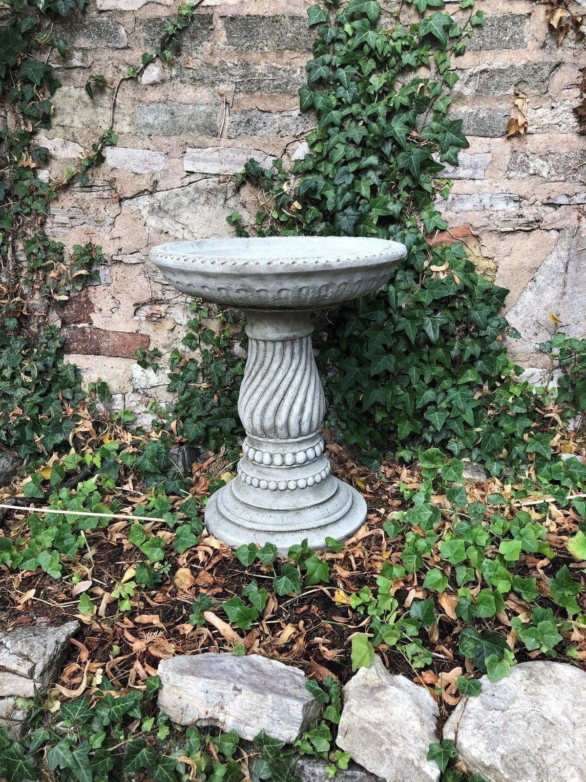Stone Garden Bird Bath with Twist Base Design