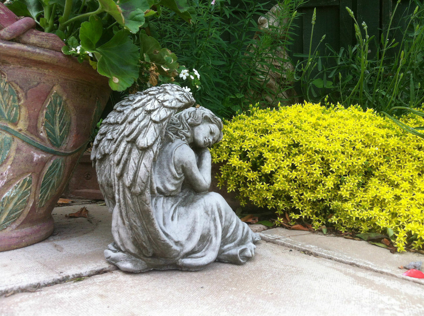 Small Stone Winged Angel Ornament