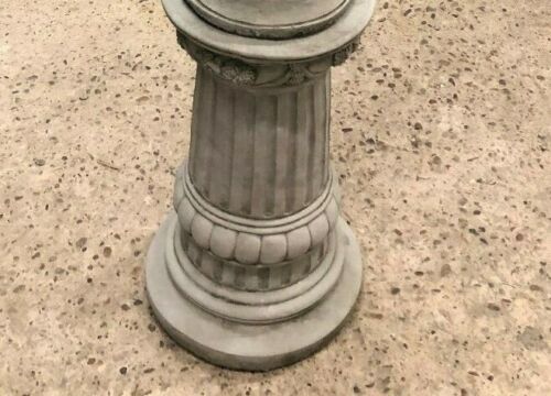 Close-up of fluted limestone plinth base supporting the Stone Roman Lady Garden Statue, designed for stable and stylish garden placement.