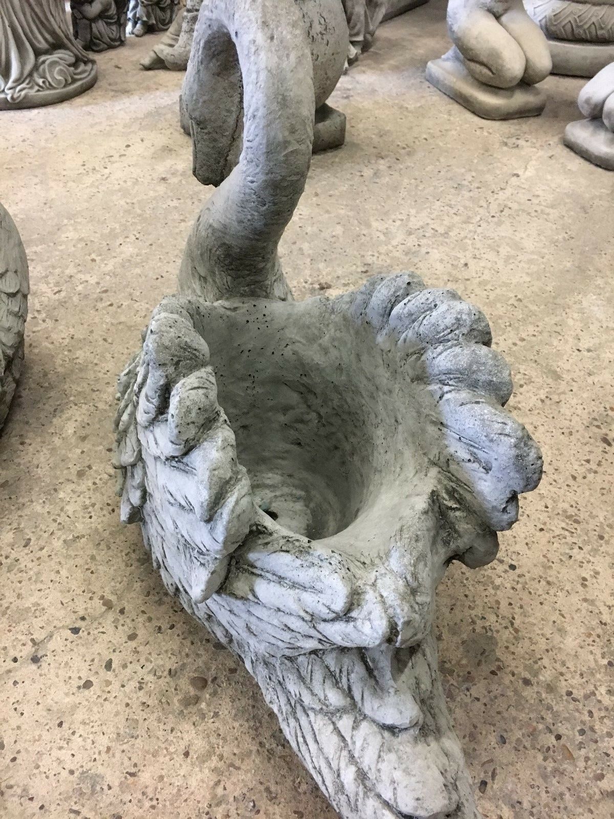 Pair of Stone Swan Planters
