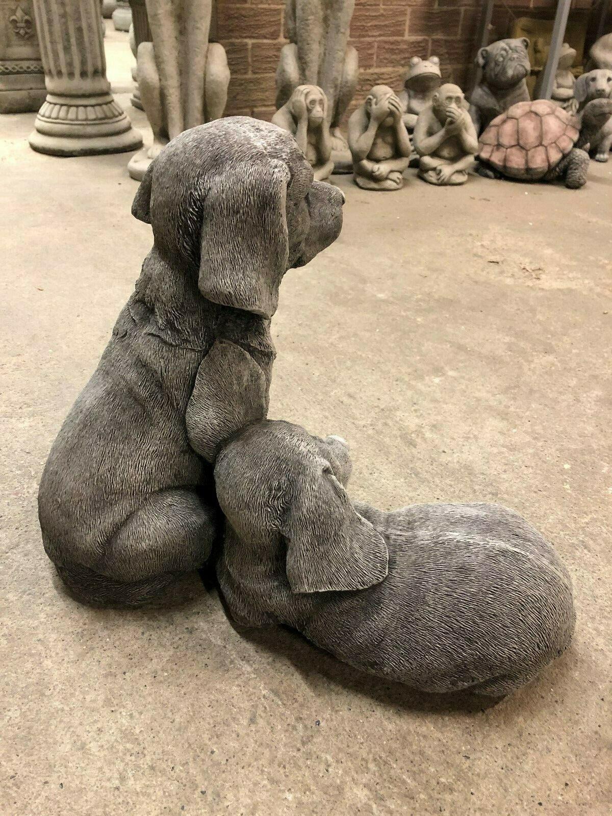 Pair of Stone Labrador Dog Ornaments