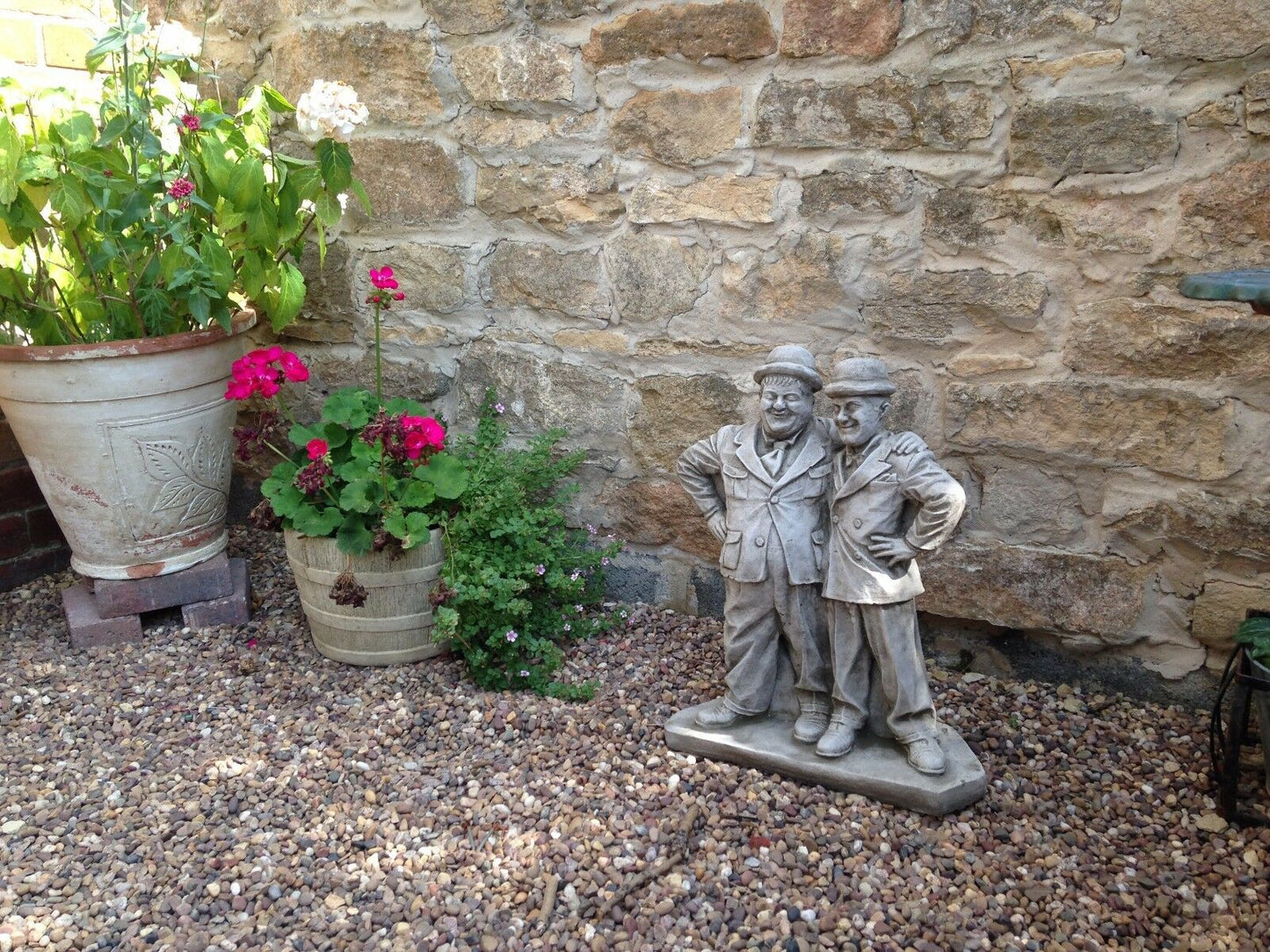 Stone Laurel & Hardy Sculpture Outdoor Decor