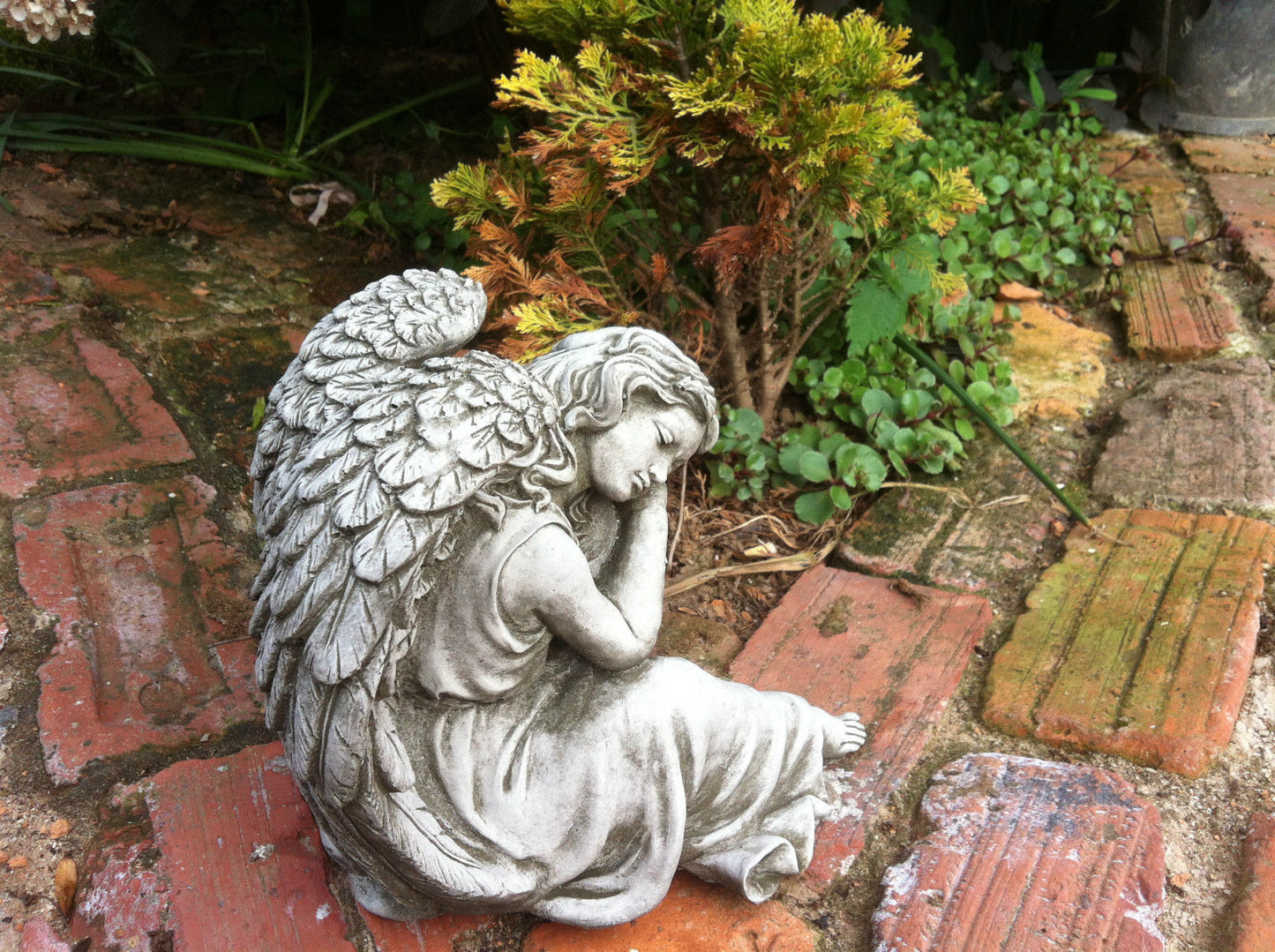 Small Stone Winged Angel Ornament